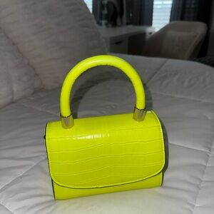 Aldo Neon Yellow Croc-Embossed Mini Bag